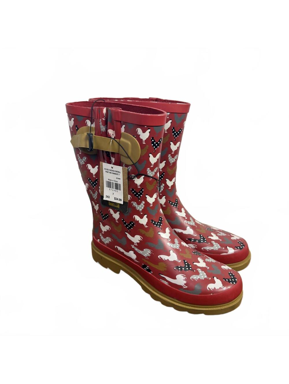 Western Chief Chicken Dot Mid Red Rain Boot Women's Size 7 NWT Waterproof